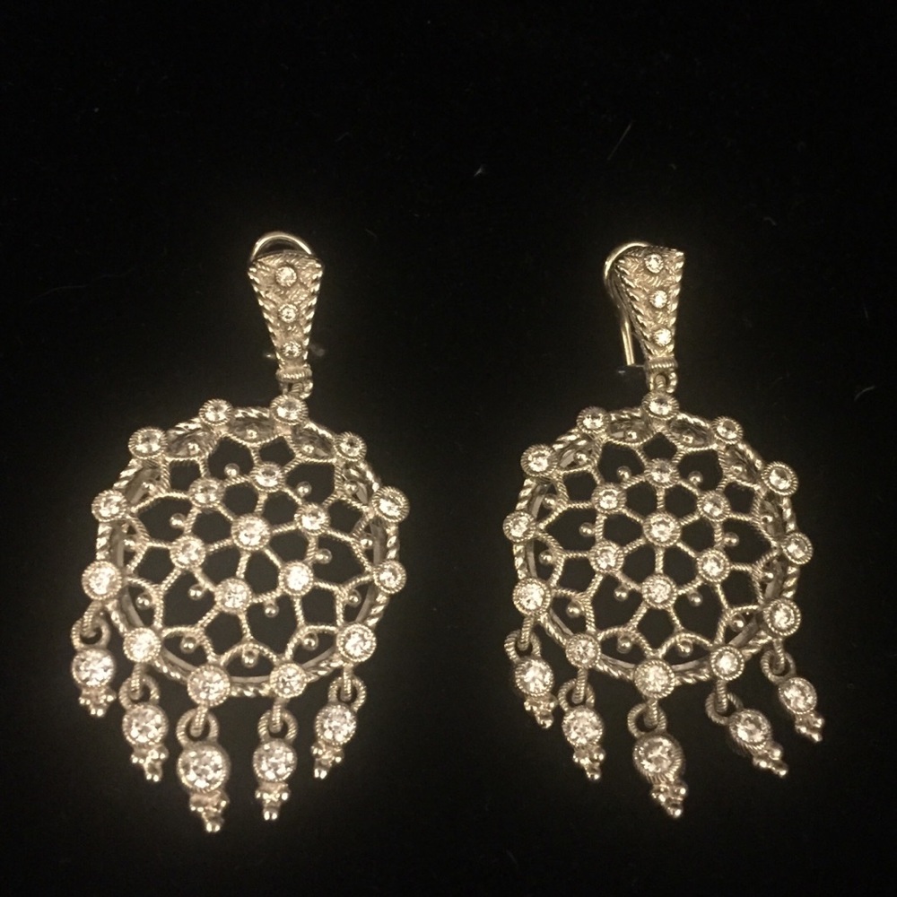 Judith Ripka Sterling Silver Dreamcatcher Earrings with Diamond Like Accents